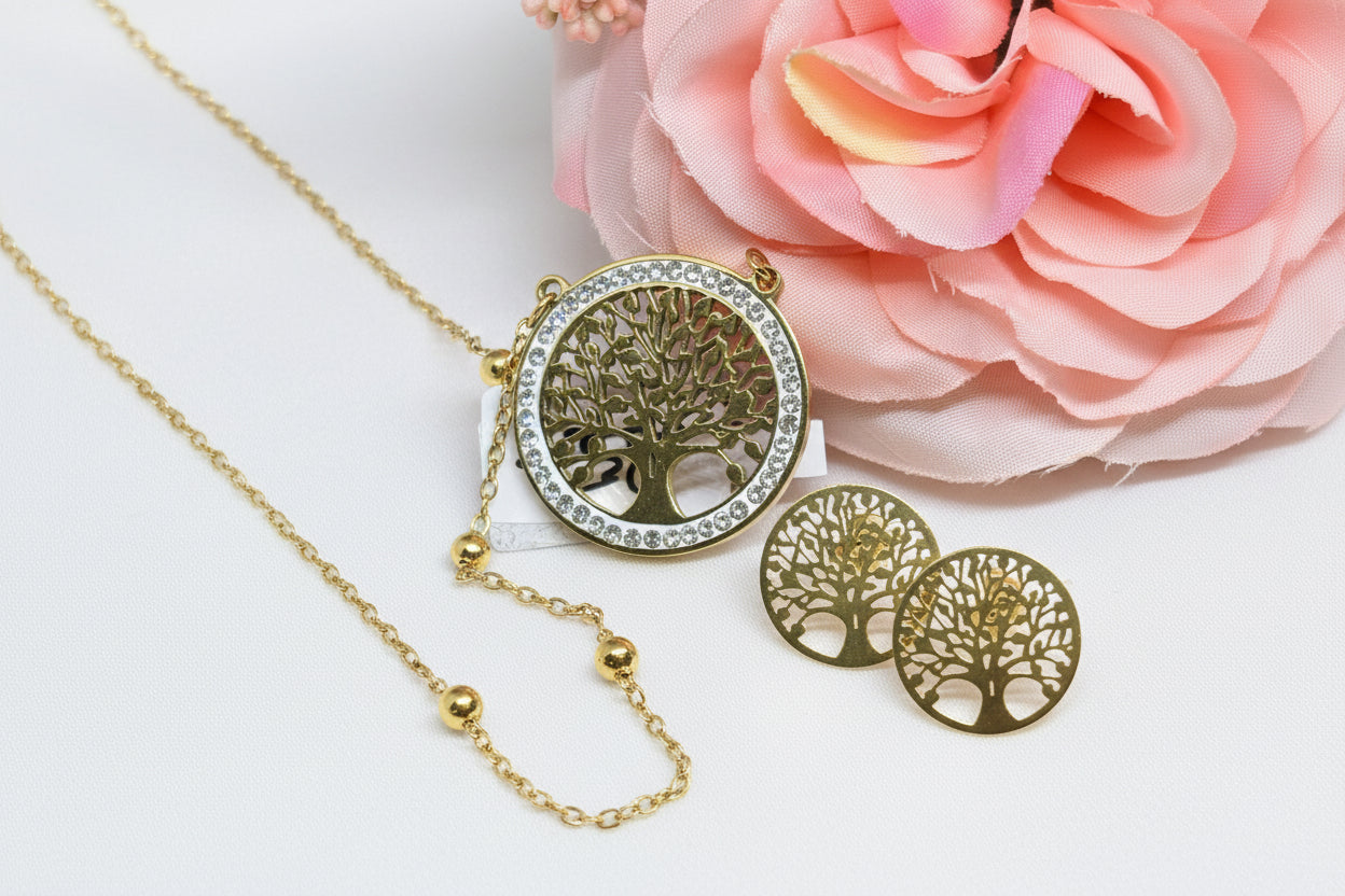 Schmuckset Lebensbaum Glitzer